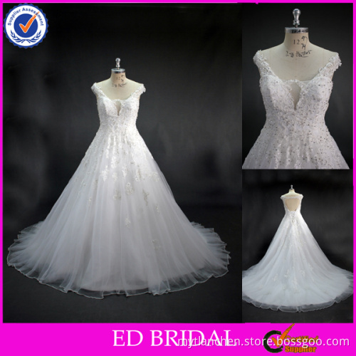 LN29 Sexy Off The Shoulder Appliqued A Line Backless Real Sample Wedding Dress Sale